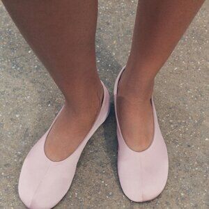 Zara Pink Satin Ballet Flats | Size 10 | Recycled Polyester | NWT | Soft & Chic